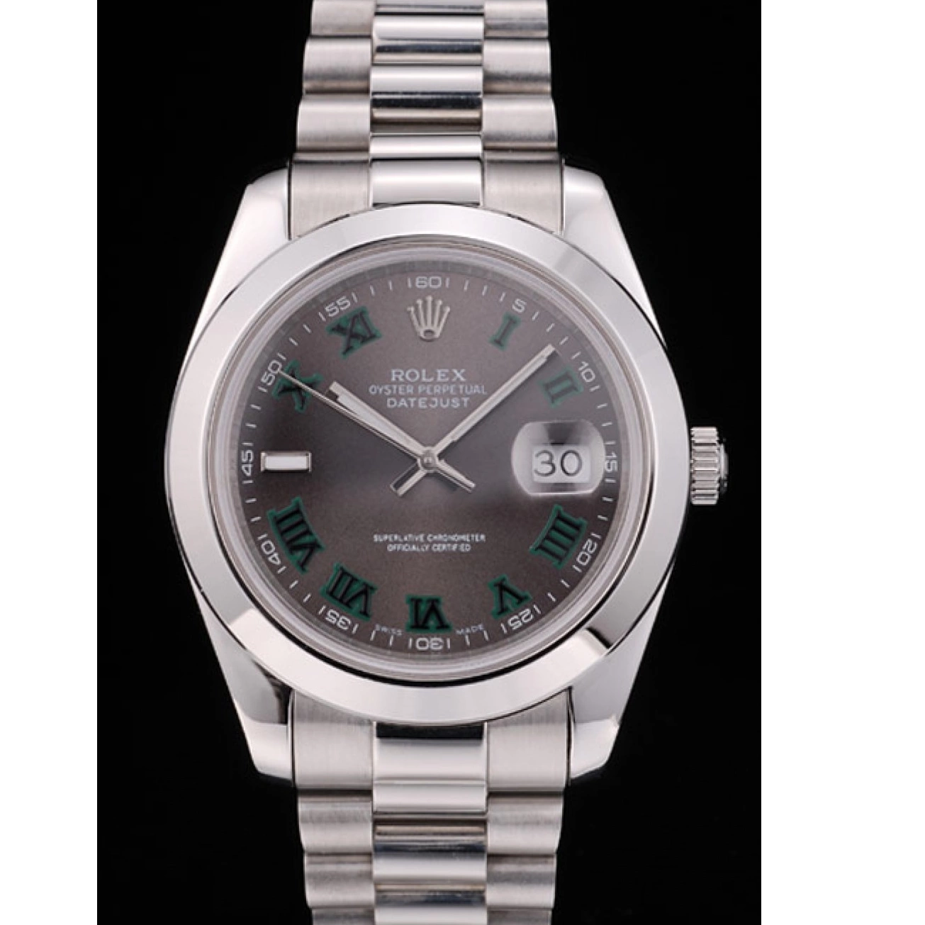 Aaa replica watch Grey Swiss Rolex Stainless Bezel DateJust Polished Dial Steel 42000 0617